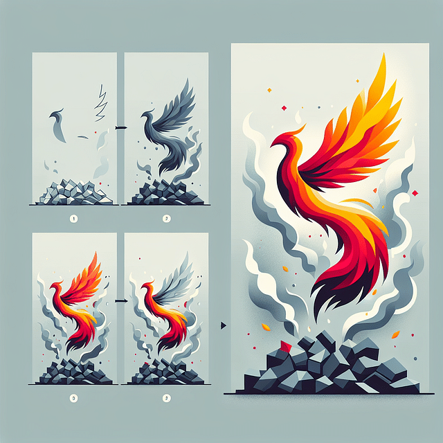 a phoenix rising from the ashes of failure