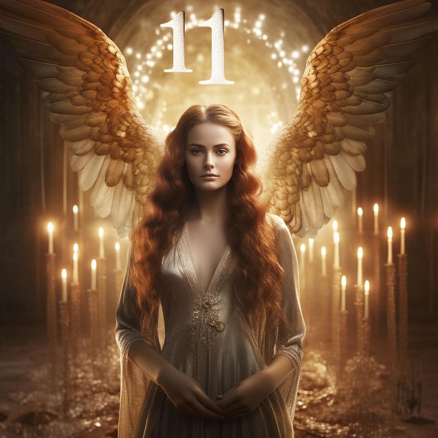 Angel number 111 glowing with divine light