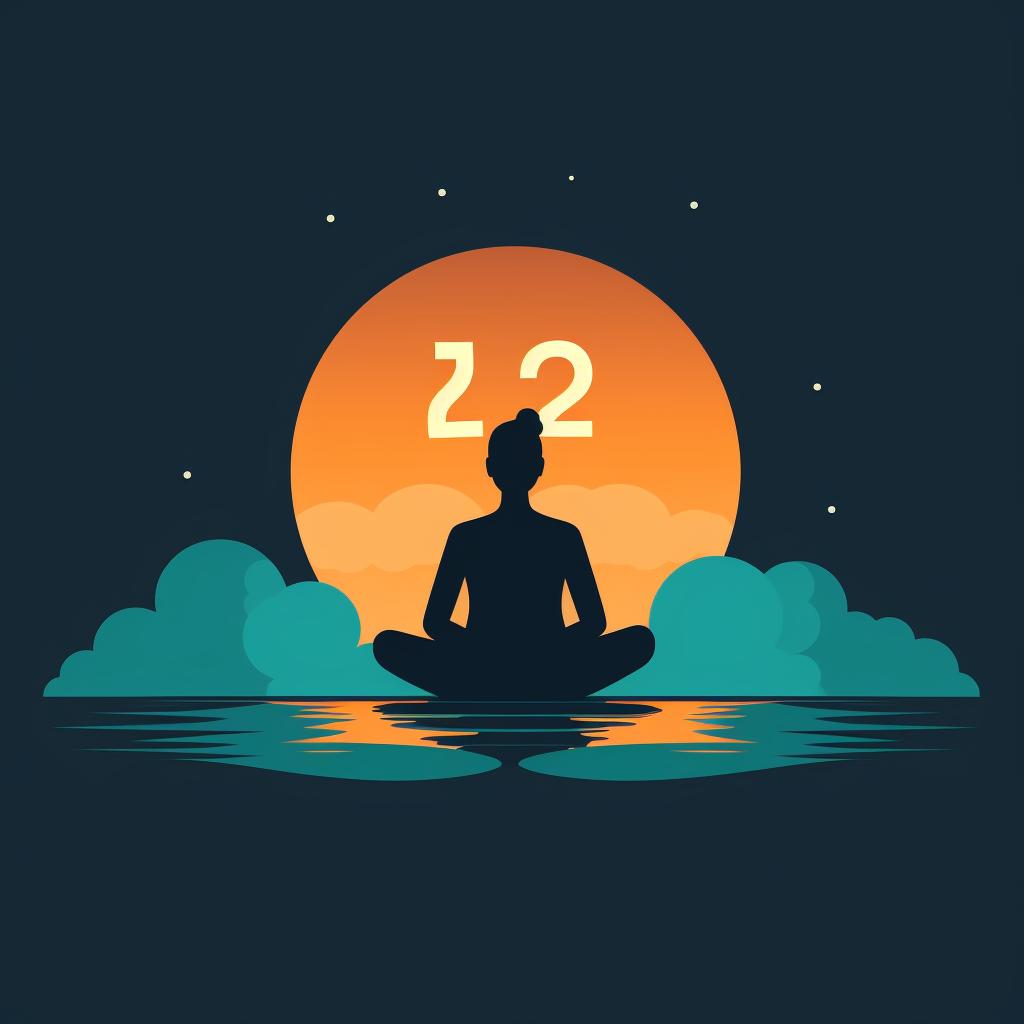 Individual meditating with the number 222 in mind