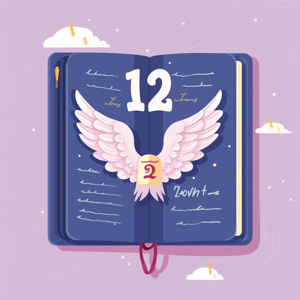 A journal with various angel numbers written down