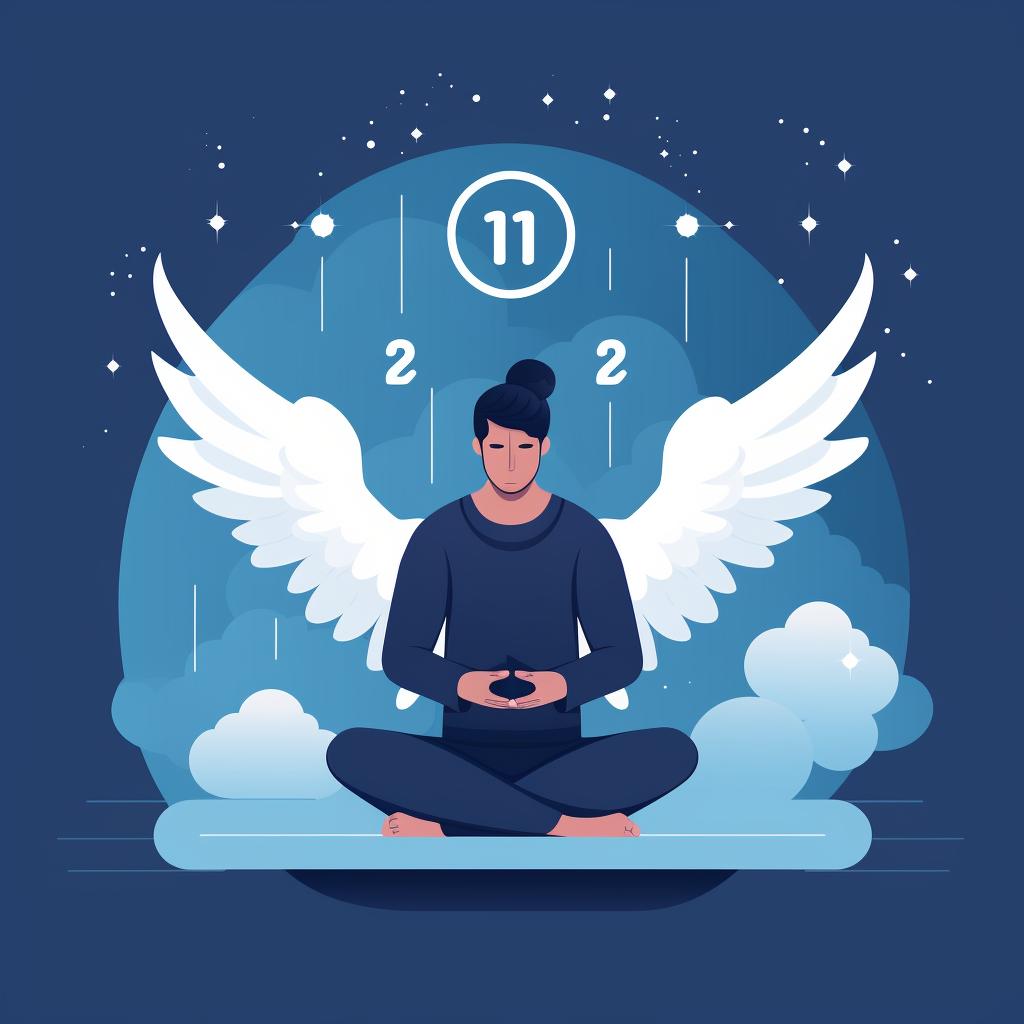 Person meditating and reflecting on the meanings of angel numbers