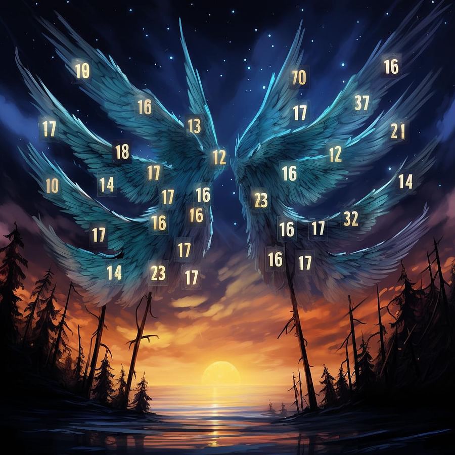 Glowing angel numbers in the night sky symbolizing spiritual guidance