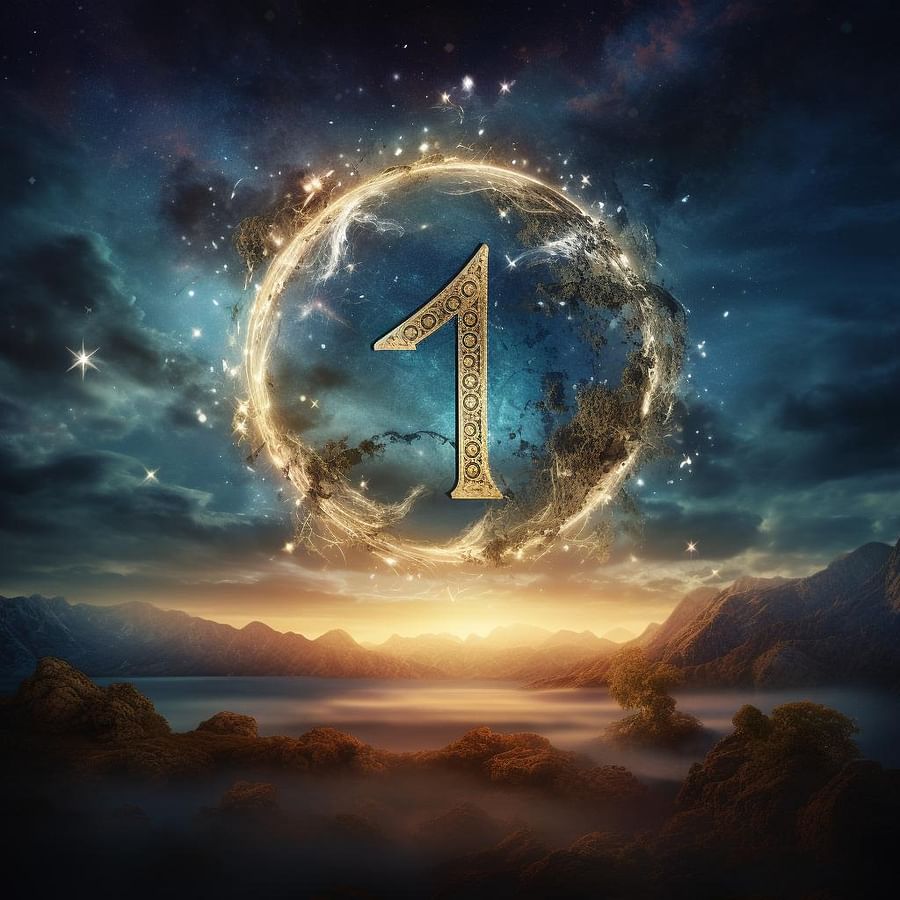 Mystical celestial background with the angel number 1000