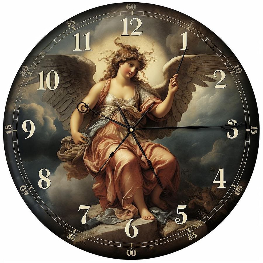 Symbolic clock with angel numbers replacing the hours