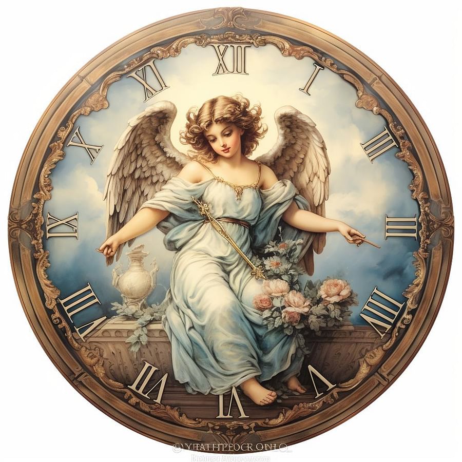 Symbolic clock with angel numbers replacing the hours