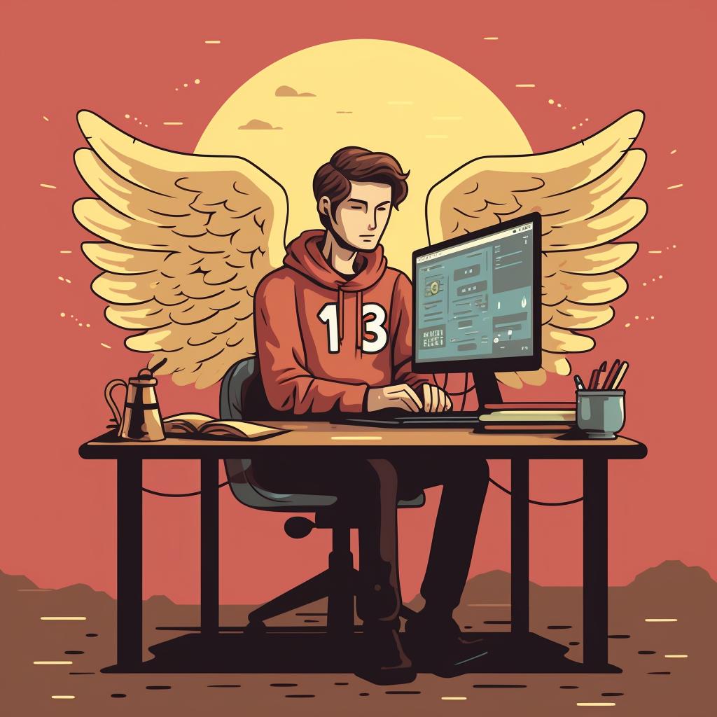 A person researching the meaning of an angel number on a computer