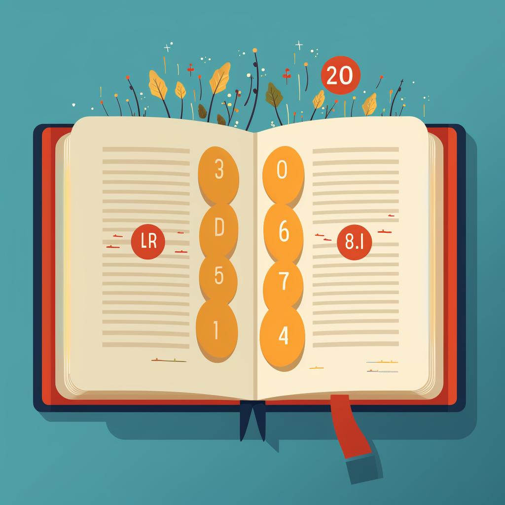Open book with numbers and their meanings